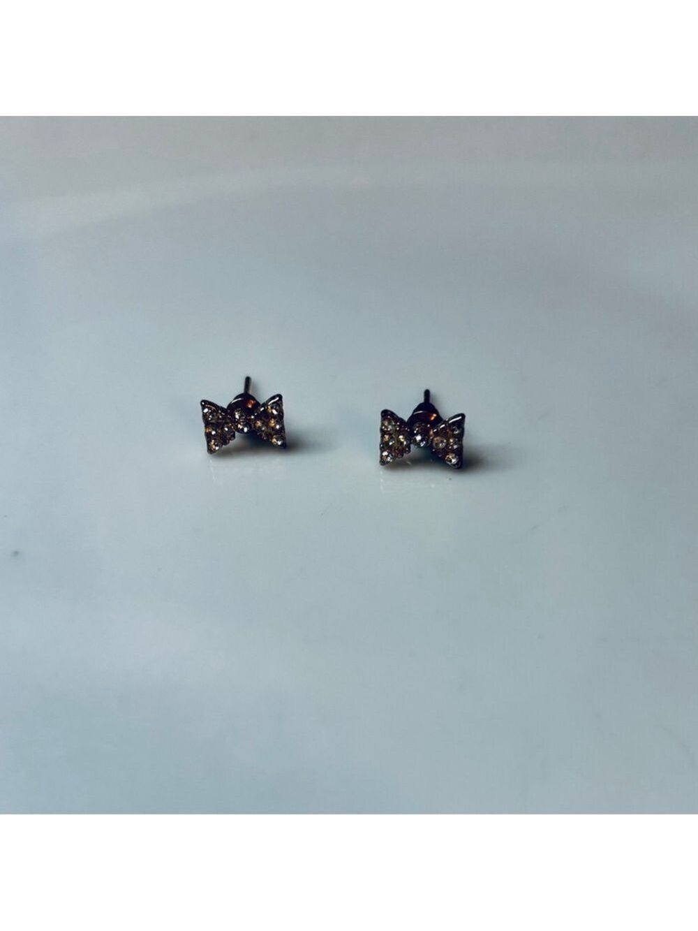 Women's Bow Crystal Gold Stud Earrings